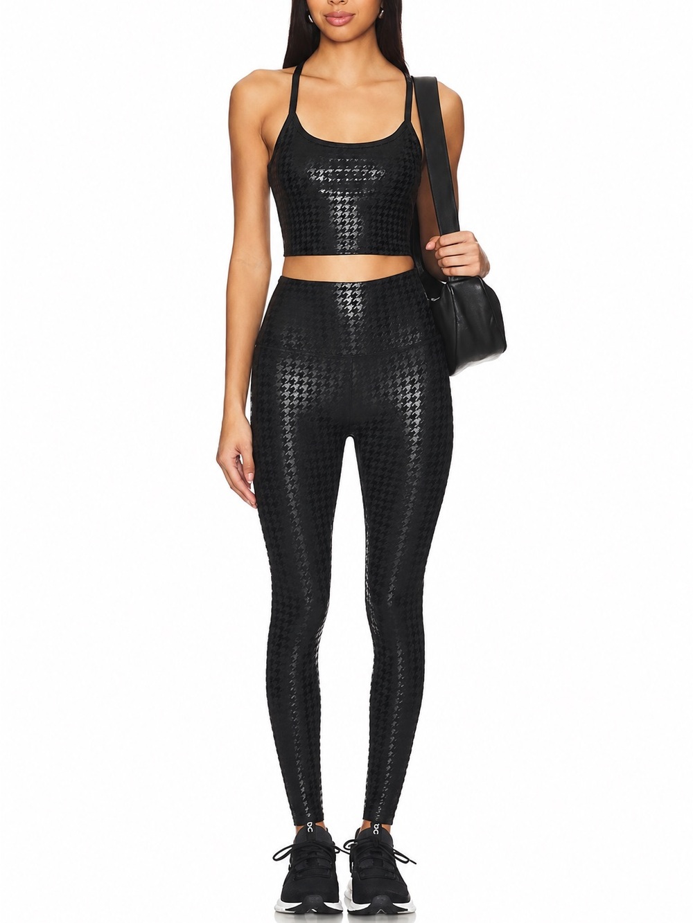 Beyond Yoga Houndstooth Matching Set 2PC Leggings Crop Tank Small Athleisure Y2K
